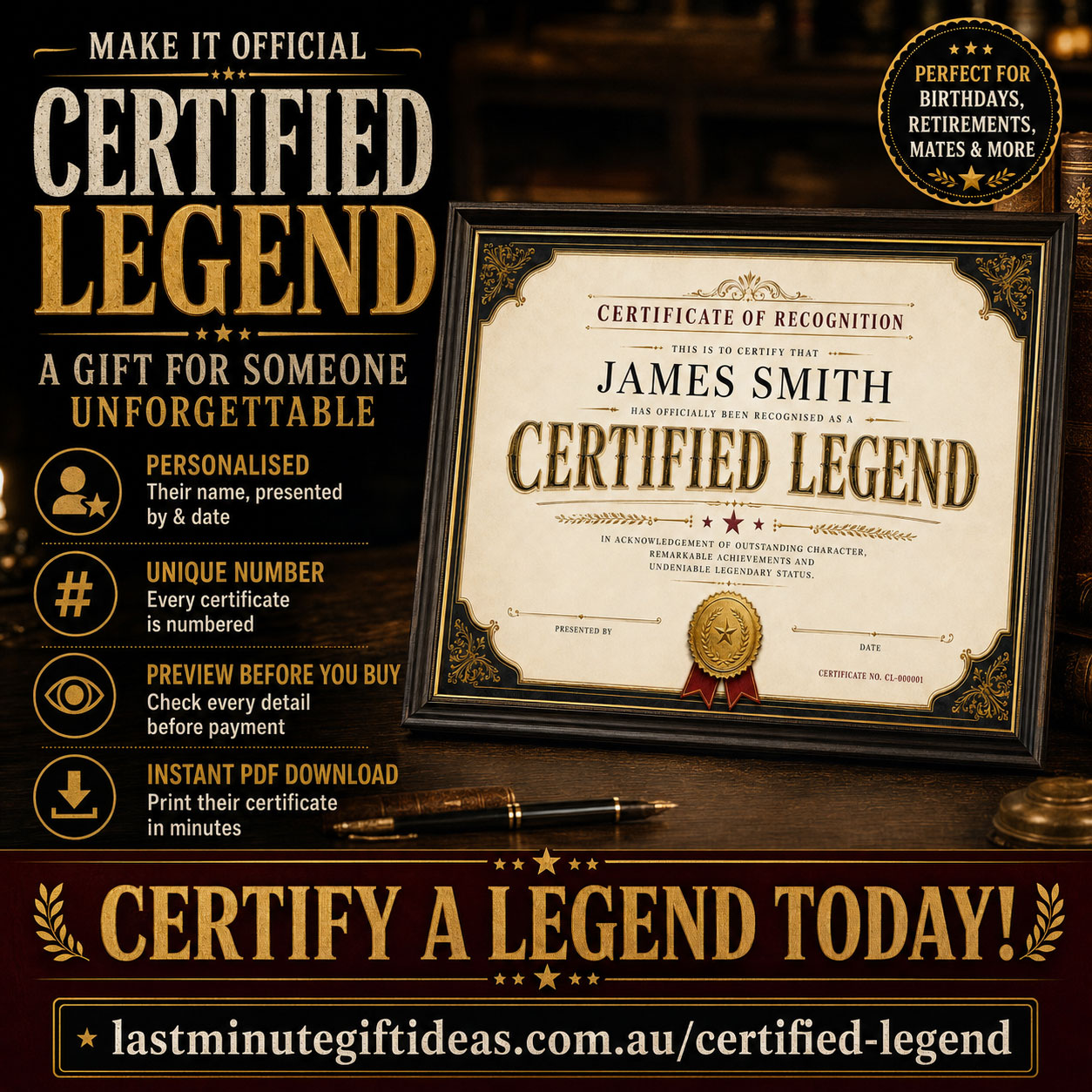 Personalised Certified Legend Certificate
