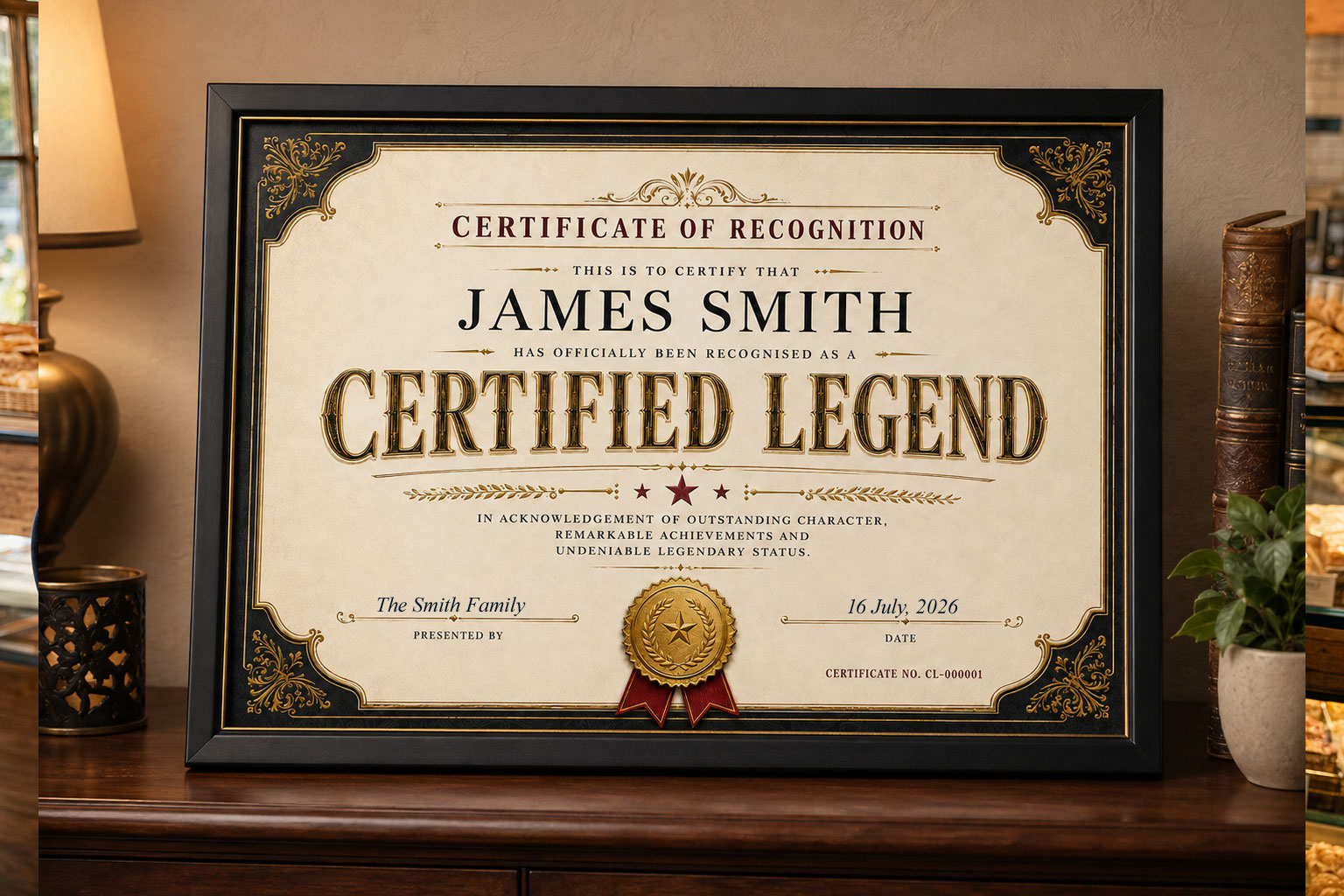Certified Legend personalised certificate