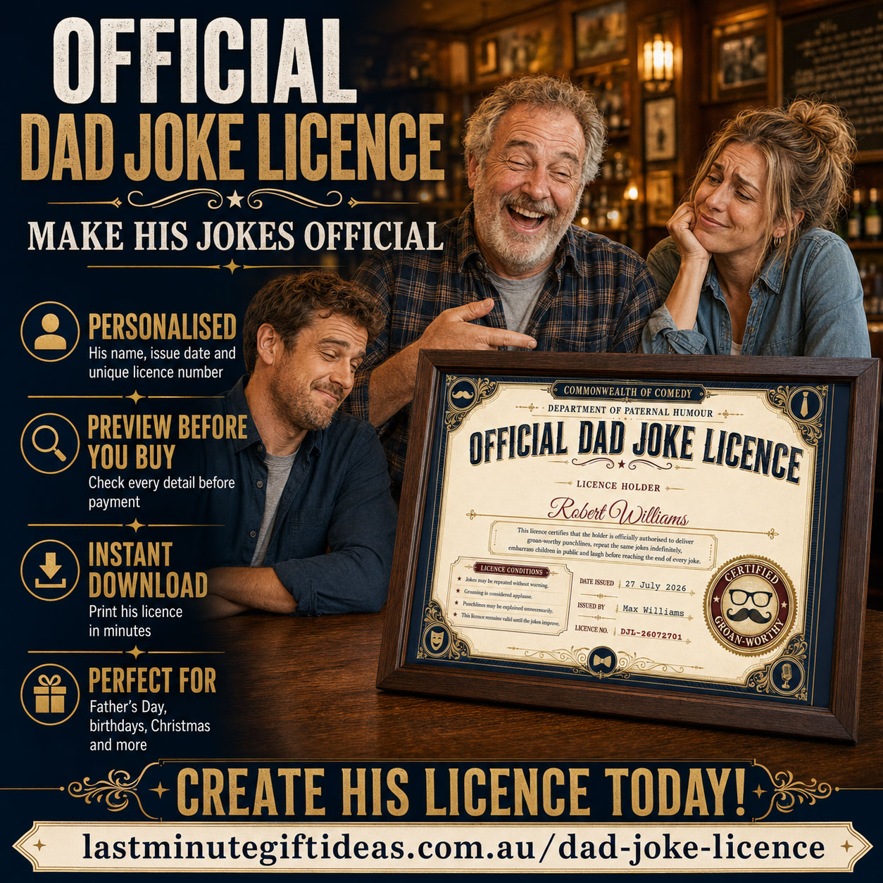Personalised Official Dad Joke Licence