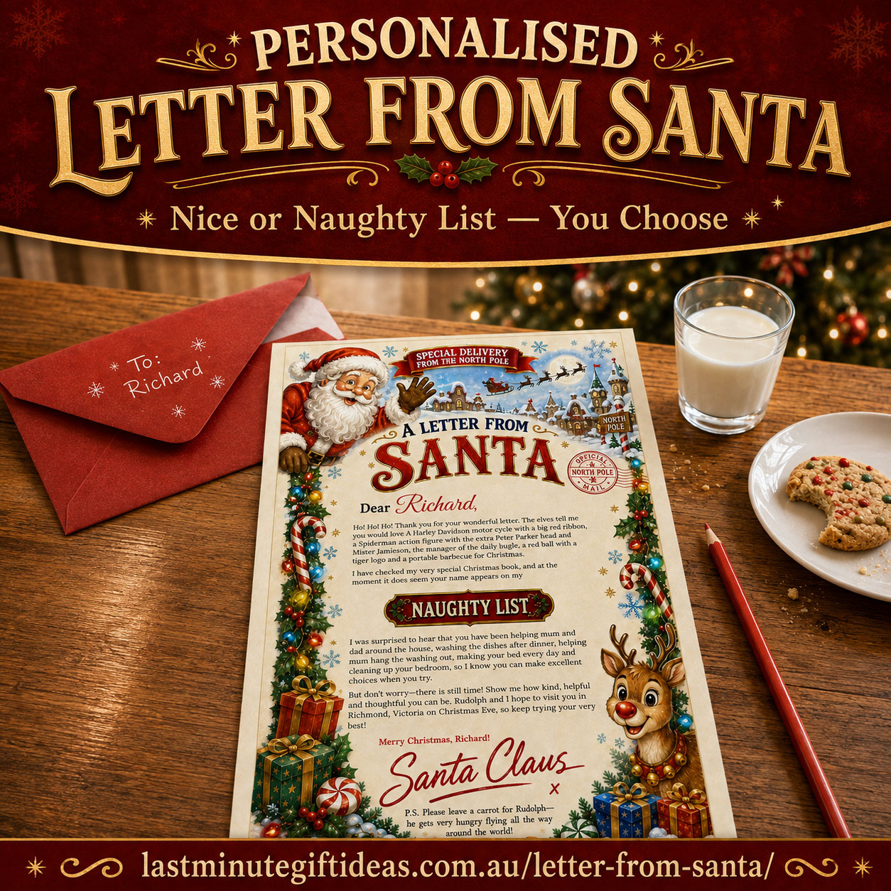 Personalised Letter from Santa with Nice or Naughty List options