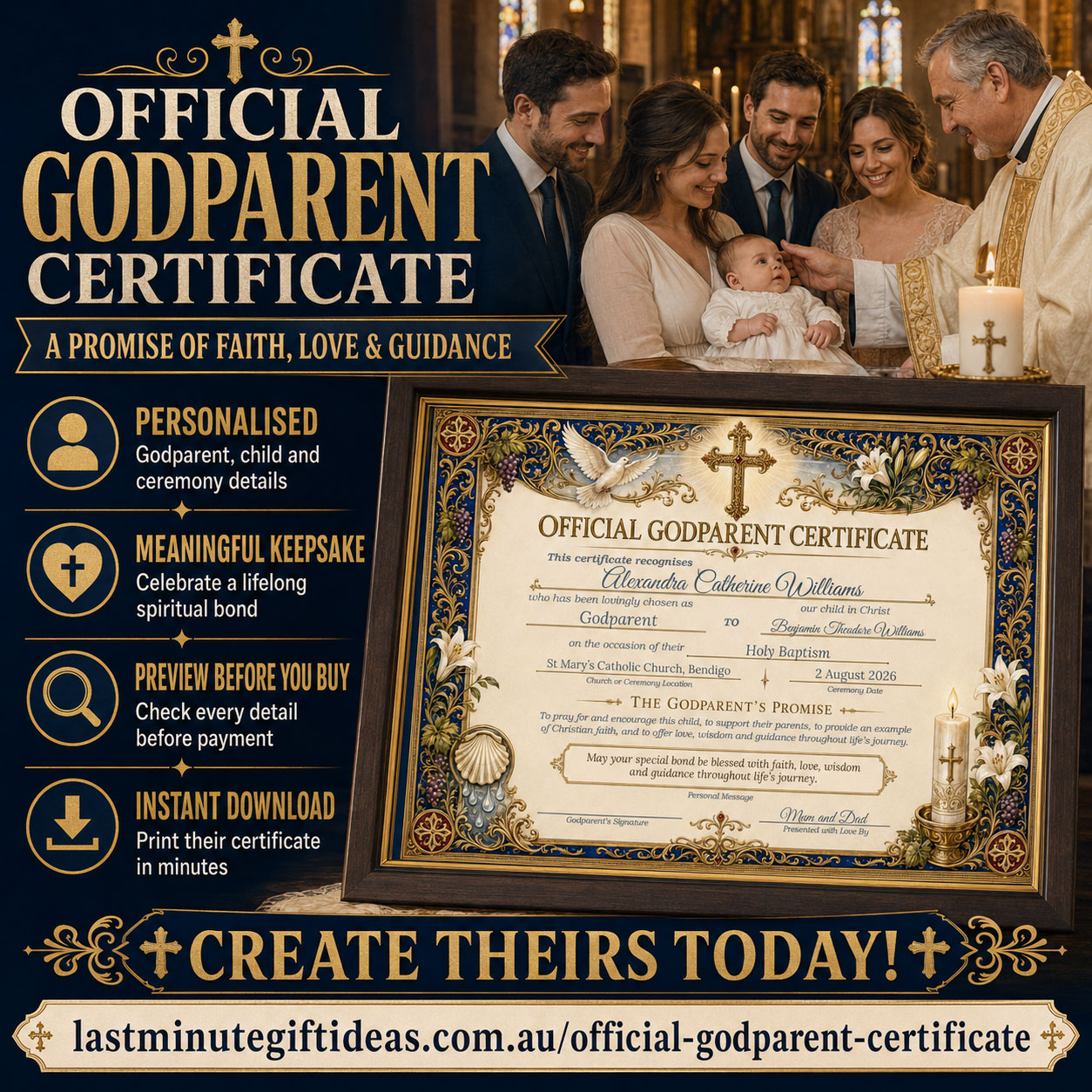 Personalised Official Godparent Certificate
