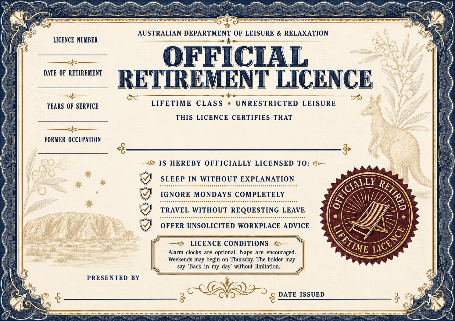 Official Retirement Licence